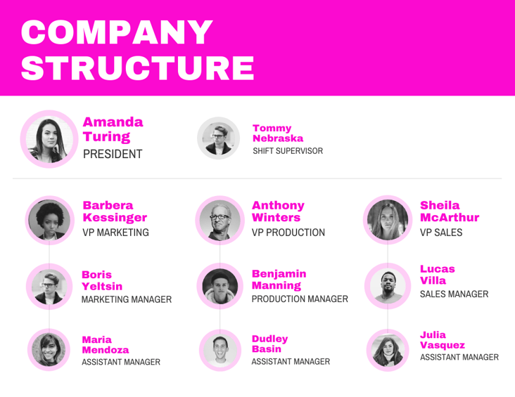 Company organisation structure example