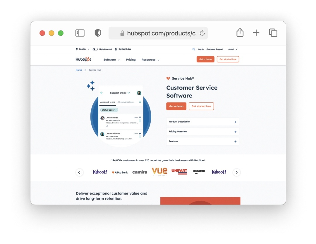 Customer service software