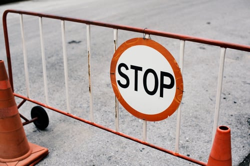Barriers with a stop sign