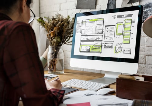 Person designing website interface